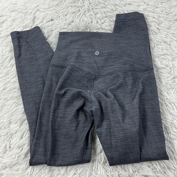 Lululemon Align Pant II 25" Mini Heathered Herringbone Heathered Black White - Picture 3 of 4